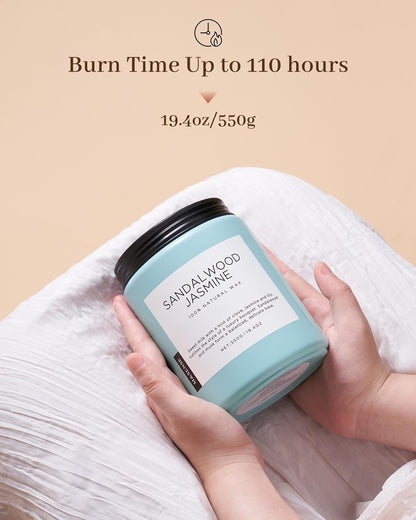 M&SENSE Sandalwood Jasmine Scented Candles, Large Soy Natural Long Lasting 19.4oz 110 Hour Burning