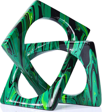 XMGZQ Emerald Green Knot Statue for Coffee Table Centerpiece Decor,Modern Abstract Art Geometric