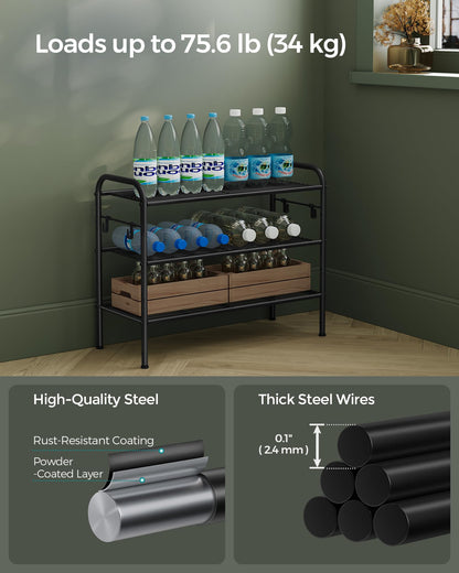 SONGMICS 3-Tier Metal Shoe Rack, Shoe Orgainzer, 26.7" Wide, Holds 12 Pairs