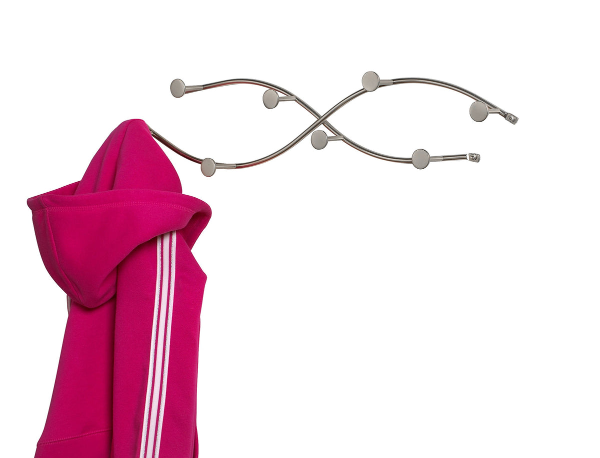 Spectrum Sweep Decorative Metal Coat Rack 8 Hook Wall Mounted Hook Rail for Hanging Coats Hats Bags