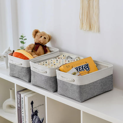 TheWarmHome Storage Bins for Shelves - 13.8L×9.8W×6.7H inch 3 Pack Medium Collapsible Storage