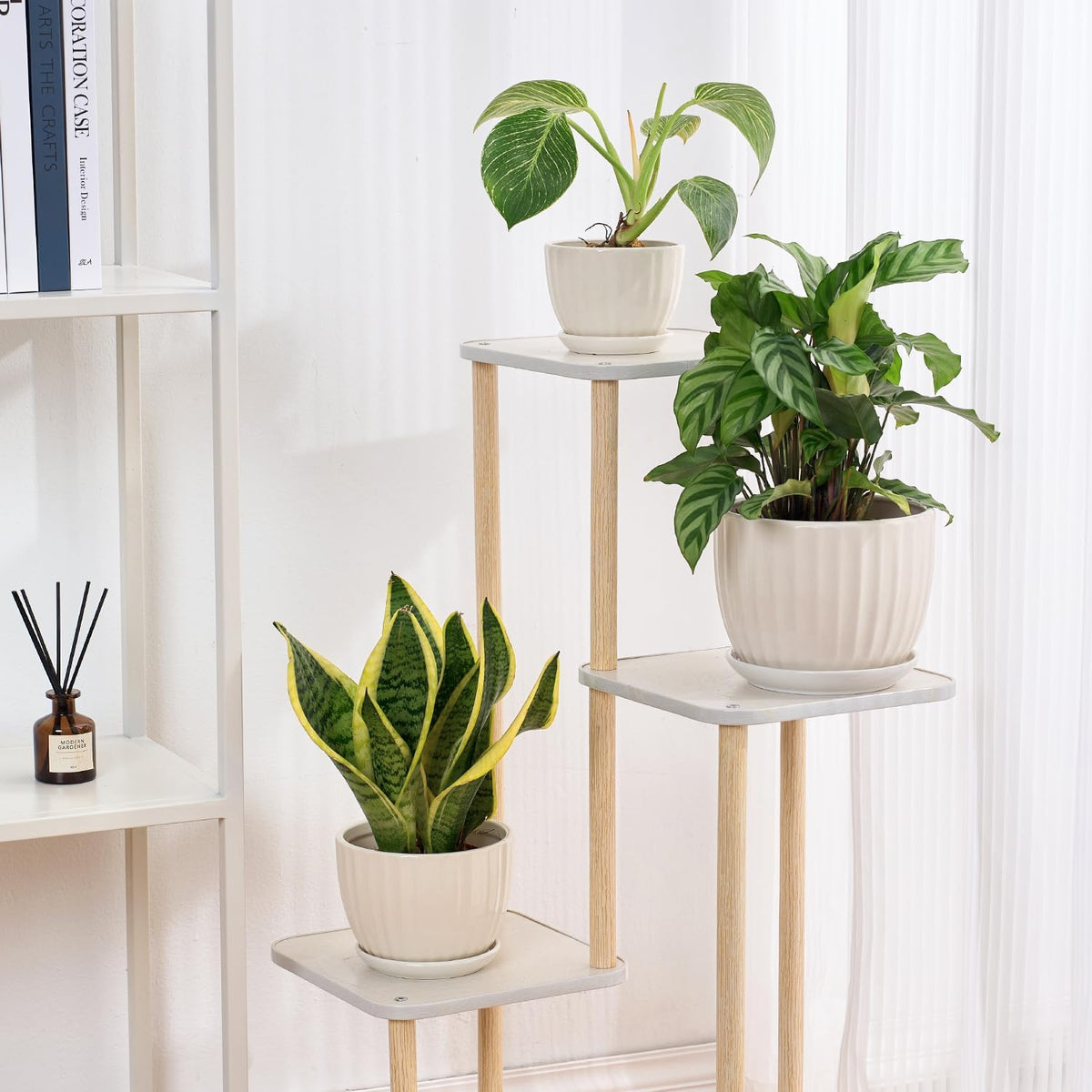 4/5/6 Inches Ceramic Plant Pots with Drainage Holes and Saucers, Round Flower Pots for Indoor