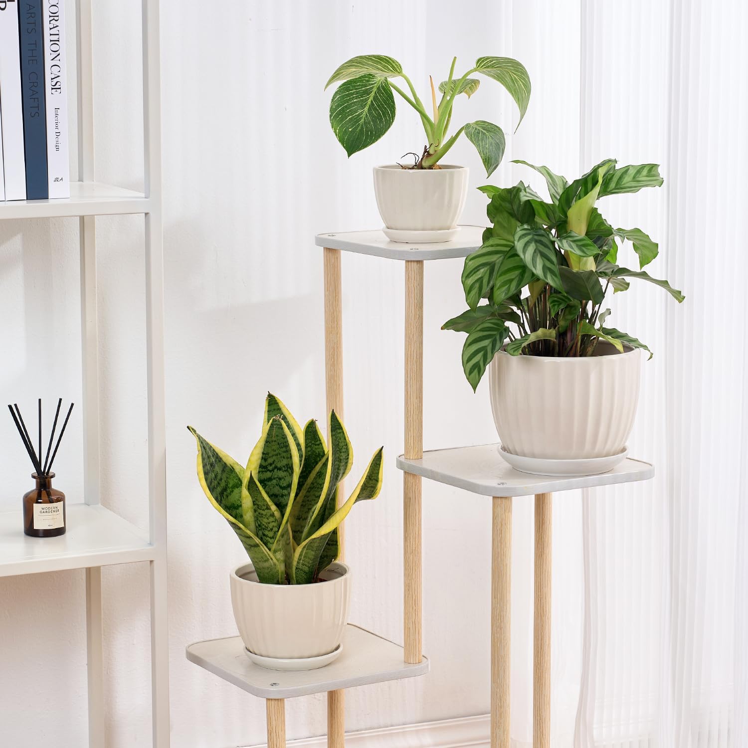 4/5/6 Inches Ceramic Plant Pots with Drainage Holes and Saucers, Round Flower Pots for Indoor