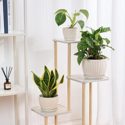 4/5/6 Inches Ceramic Plant Pots with Drainage Holes and Saucers, Round Flower Pots for Indoor