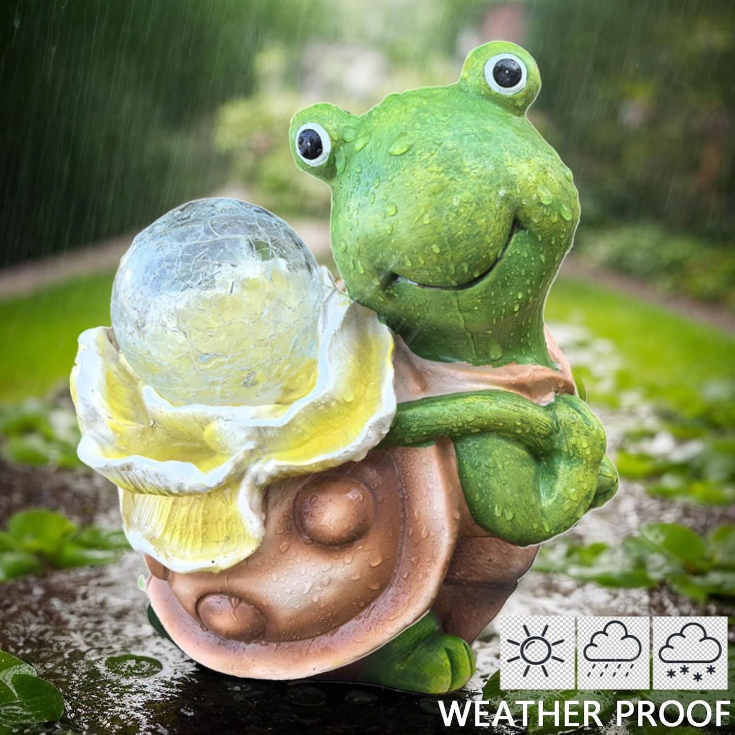 Solar Garden Turtle Statue with LED Light Decorative Cute Turtle Carrying Lantern Design Outdoor