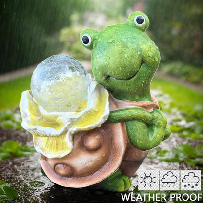 Solar Garden Turtle Statue with LED Light Decorative Cute Turtle Carrying Lantern Design Outdoor