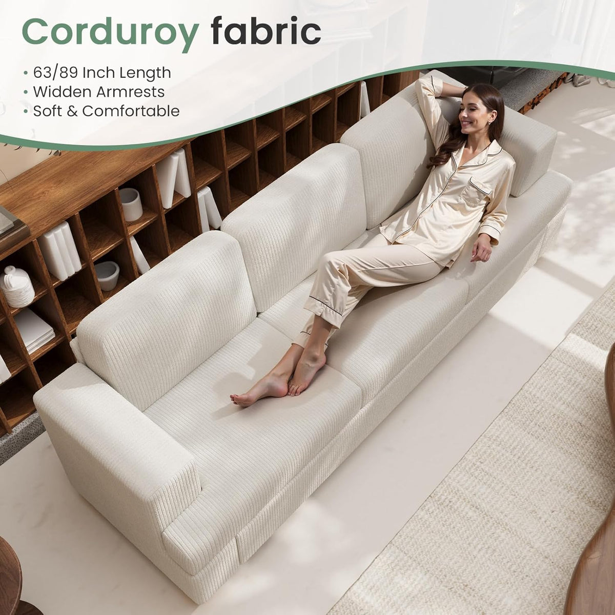 63" Corduroy Sofa Couch Loveseat for Living Room, Small Seep Seat Loveseat Sofa for Bedroom, Comfy