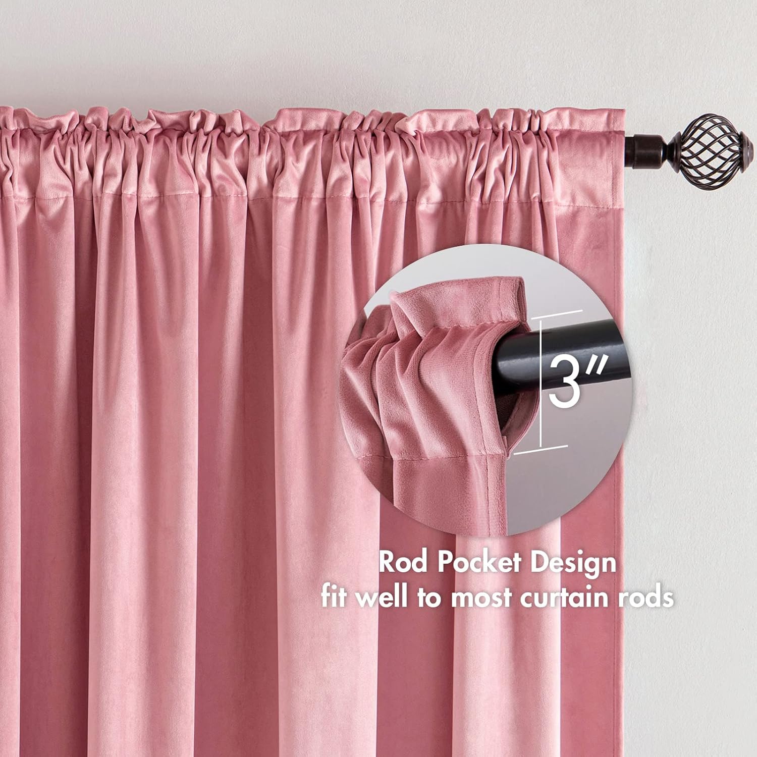 MIULEE Blush Pink Velvet Curtains Thermal Insulated Blackout Curtain Drapes for Bedroom Living Room