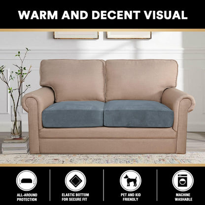 PrinceDeco Velvet Stretch Couch Cushion Cover Soft Cushion Slipcover for Chair Loveseat Sofa