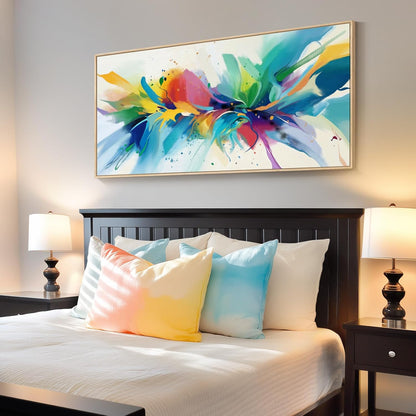 Framed Extra Large Colorful Abstract Wall Art for Living Room, Modern Horizontal Bright Canvas