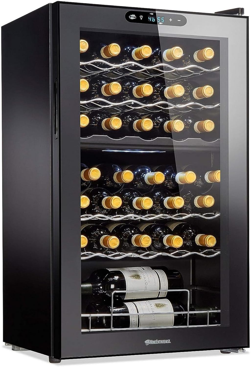 Wine Enthusiast 32-Bottle Dual Zone MAX Compressor Wine Cooler – Freestanding Mini Fridge with