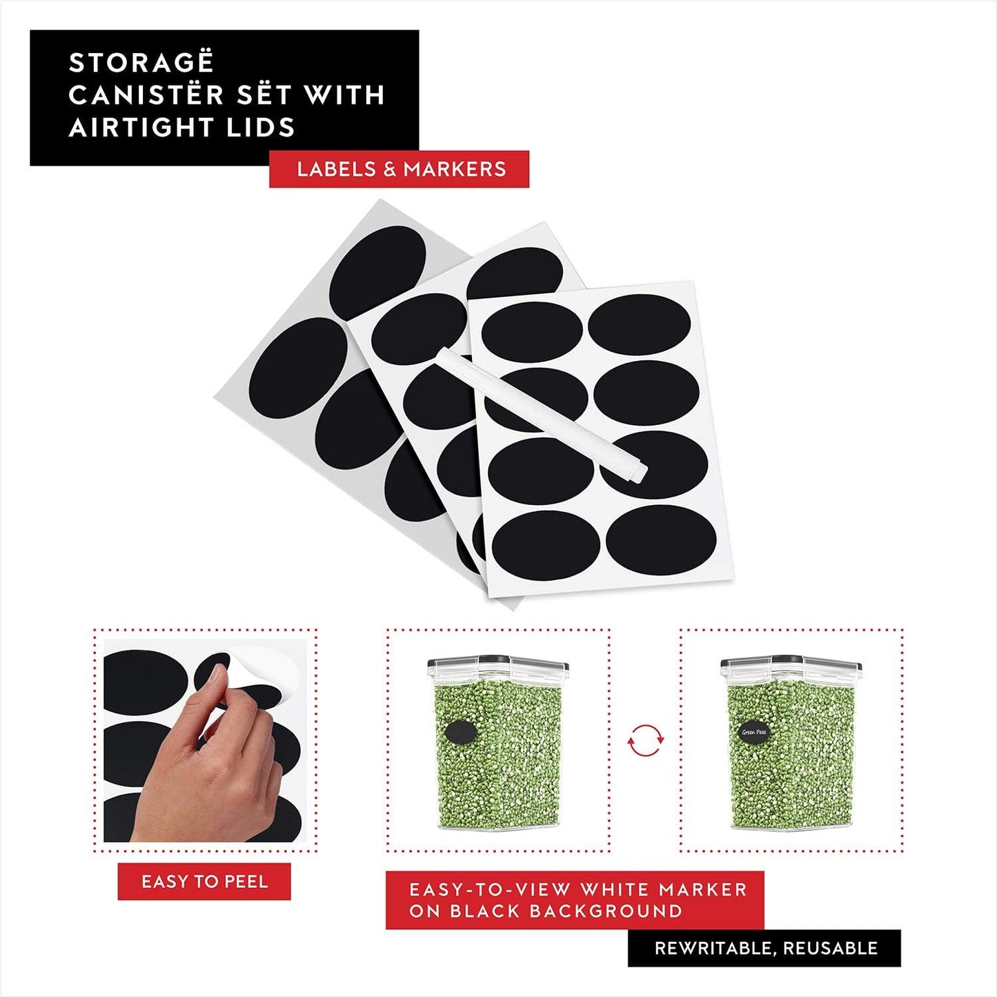 DWËLLZA KITCHEN Airtight Food Storage Container Set - 8 Pieces 1.4L - Plastic BPA Free Kitchen