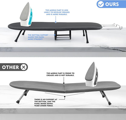 BiJun Small Ironing Board, Foldable Table Top Ompact Portable Mini Ironing Board w/Iron Rest, Set