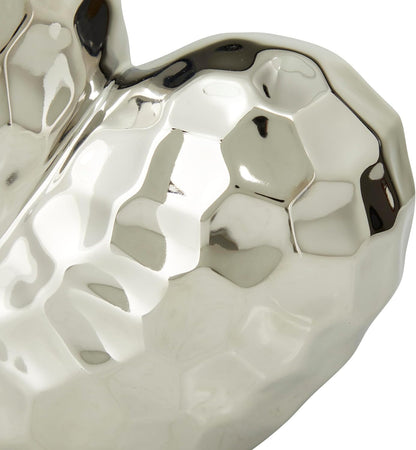 Deco 79 Porcelain Ceramic Heart Decorative Sculpture Dimensional Angled Origami Inspired Home Decor