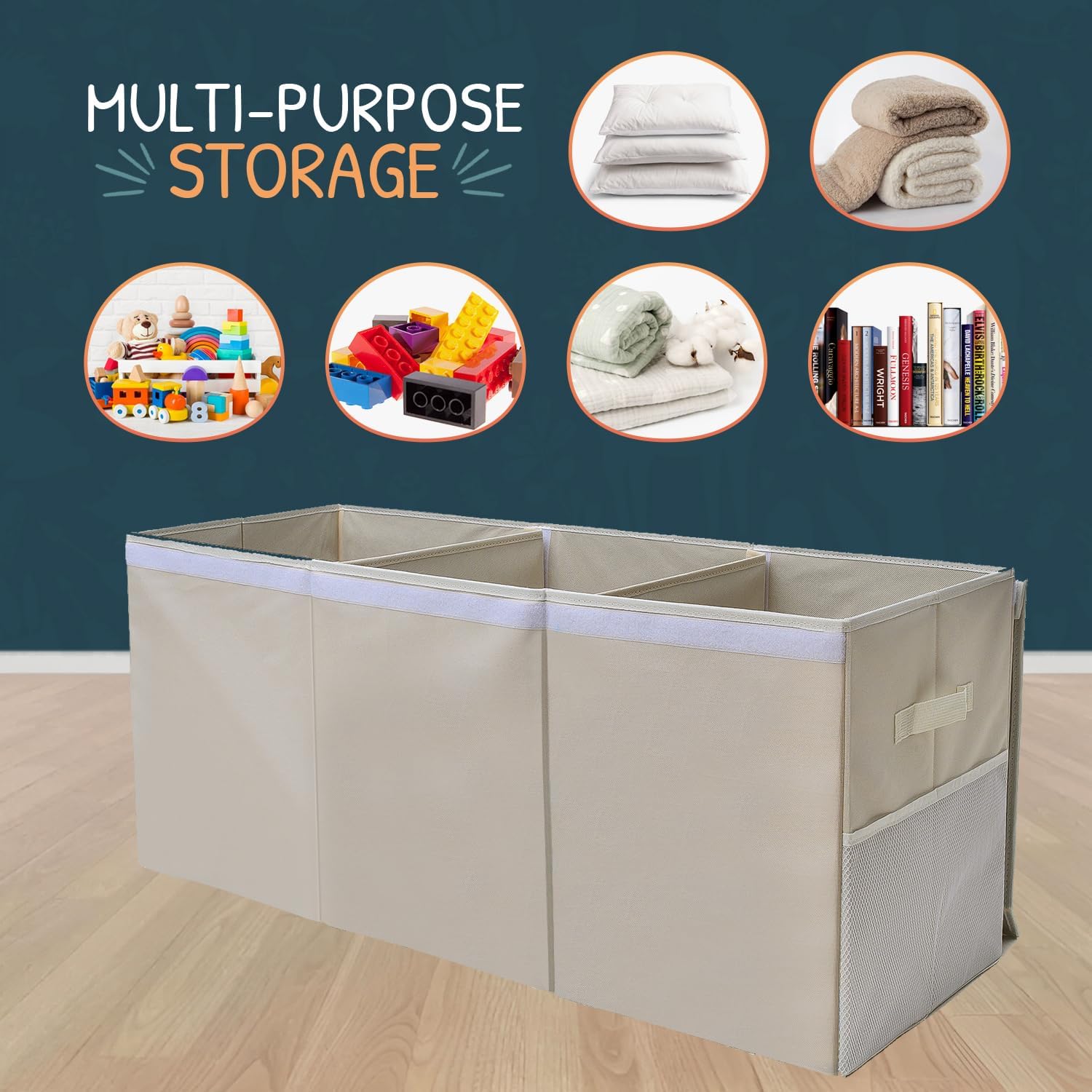 Extra Large Toy Storage Organizer with Lid - Sturdy, Collapsible Toy Chest Storage Box Design