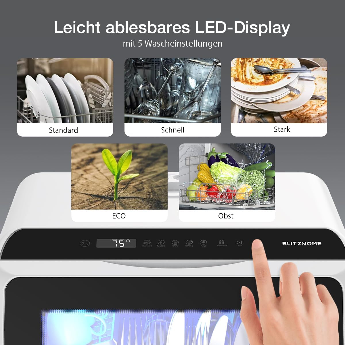 Portable Dishwasher Countertop, WIFI Smart Dishwasher, Compact Mini Dishwashers with 5L Built-in