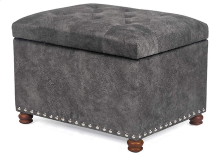 Joveco 24" Rectangular Ottoman with Storage for Living Room, Upholstered Storage Bench Foot Stool