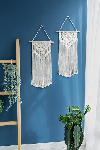 Dahey 2 Pcs Macrame Wall Hanging Woven Tapestry Wall Art Decor - Beautiful for Boho Home Decor
