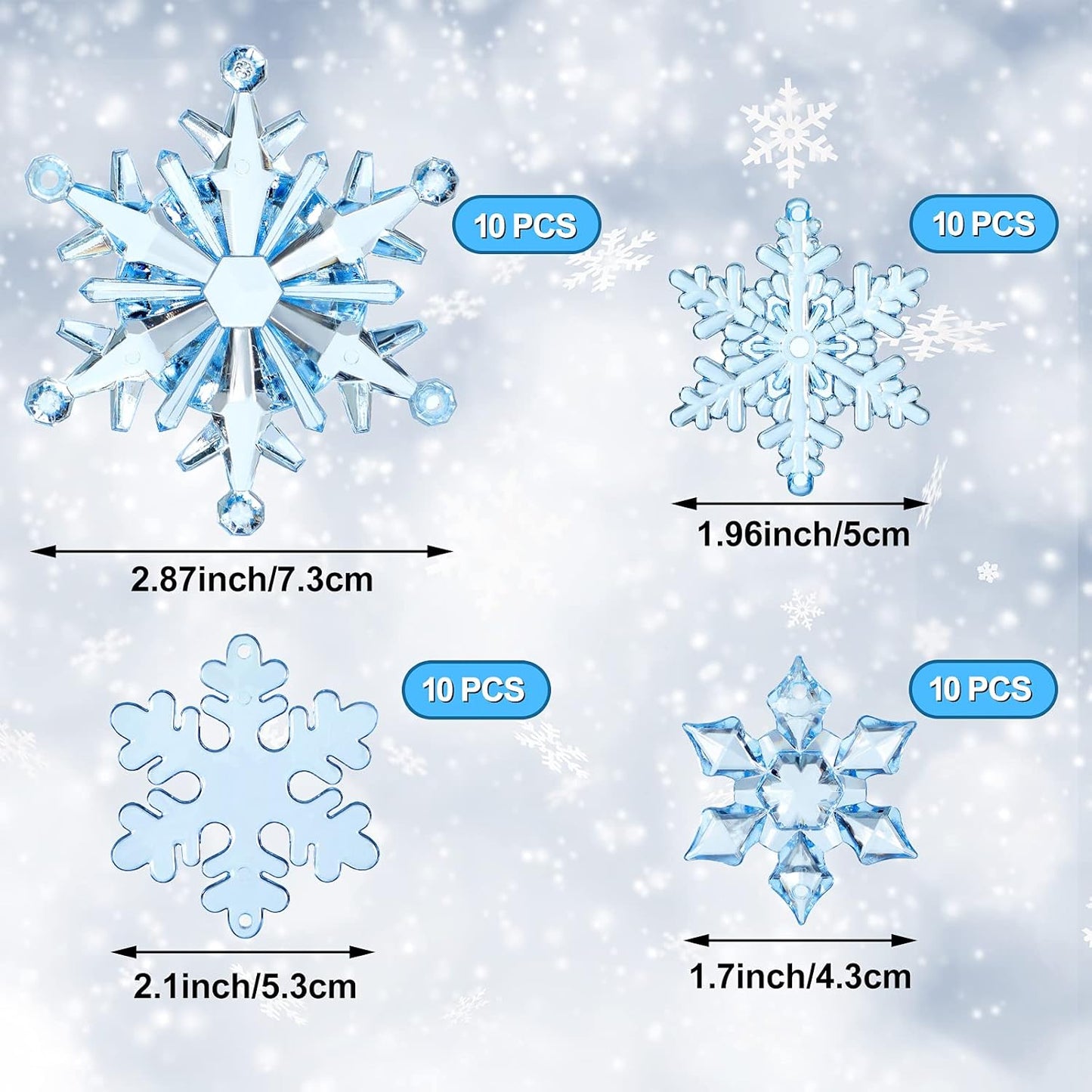 Dilunave 40 Pieces Christmas Snowflake Ornaments Acrylic Christmas Tree Decorations Crystal