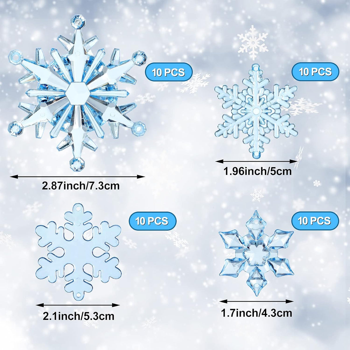 Dilunave 40 Pieces Christmas Snowflake Ornaments Acrylic Christmas Tree Decorations Crystal