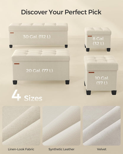 SONGMICS Storage Ottoman, Small Ottoman Foot Rest with Legs, 12.6 x 15.8 x 13.2 Inches Foot Stool