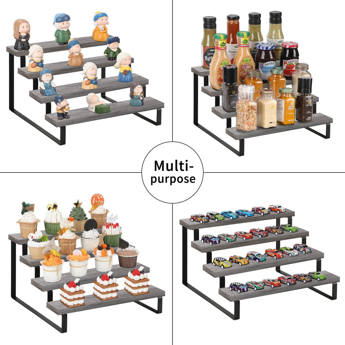 YINMIT Wooden Display Riser Stand, Tiered Perfume and Cologne Organizer Stand, 4 Tier Spice Rack