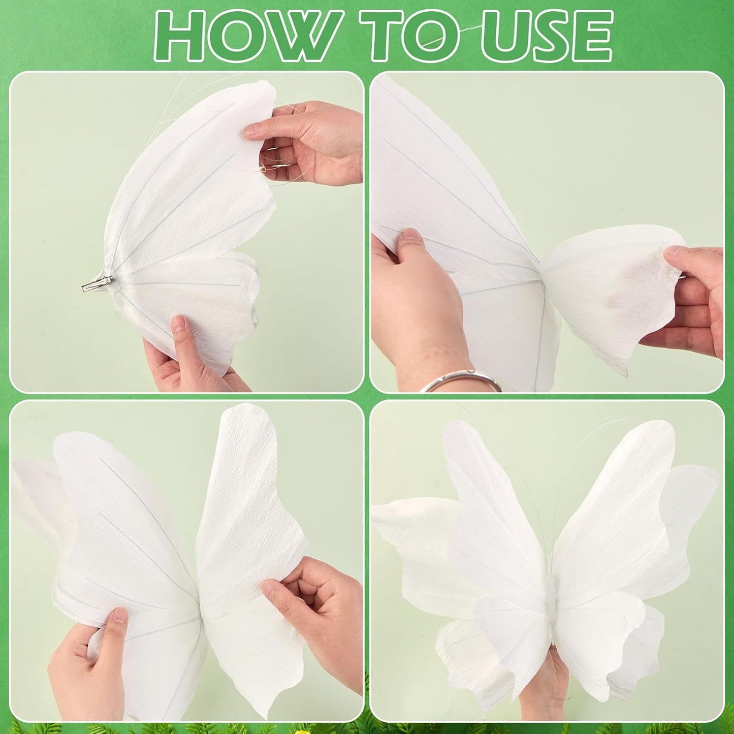 SUNBEAUTY Large Butterfly Party Decorations, 3D White Paper Butterflies Wedding Decoration, Hanging