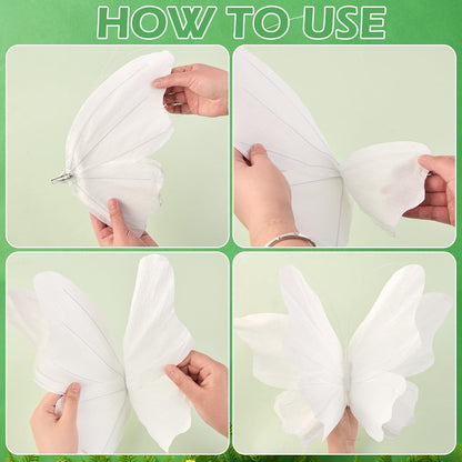 SUNBEAUTY Large Butterfly Party Decorations, 3D White Paper Butterflies Wedding Decoration, Hanging