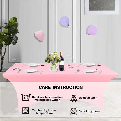 IVAPUPU 6FT Table Cloth for Rectangular Fitted Events Stretch Pink Table Covers Washable Cover