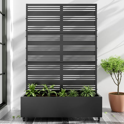 Casaphoria Metal Raised Garden Bed with Trellis and Wheels, 72"x47"x16" Planter Box for Climbing