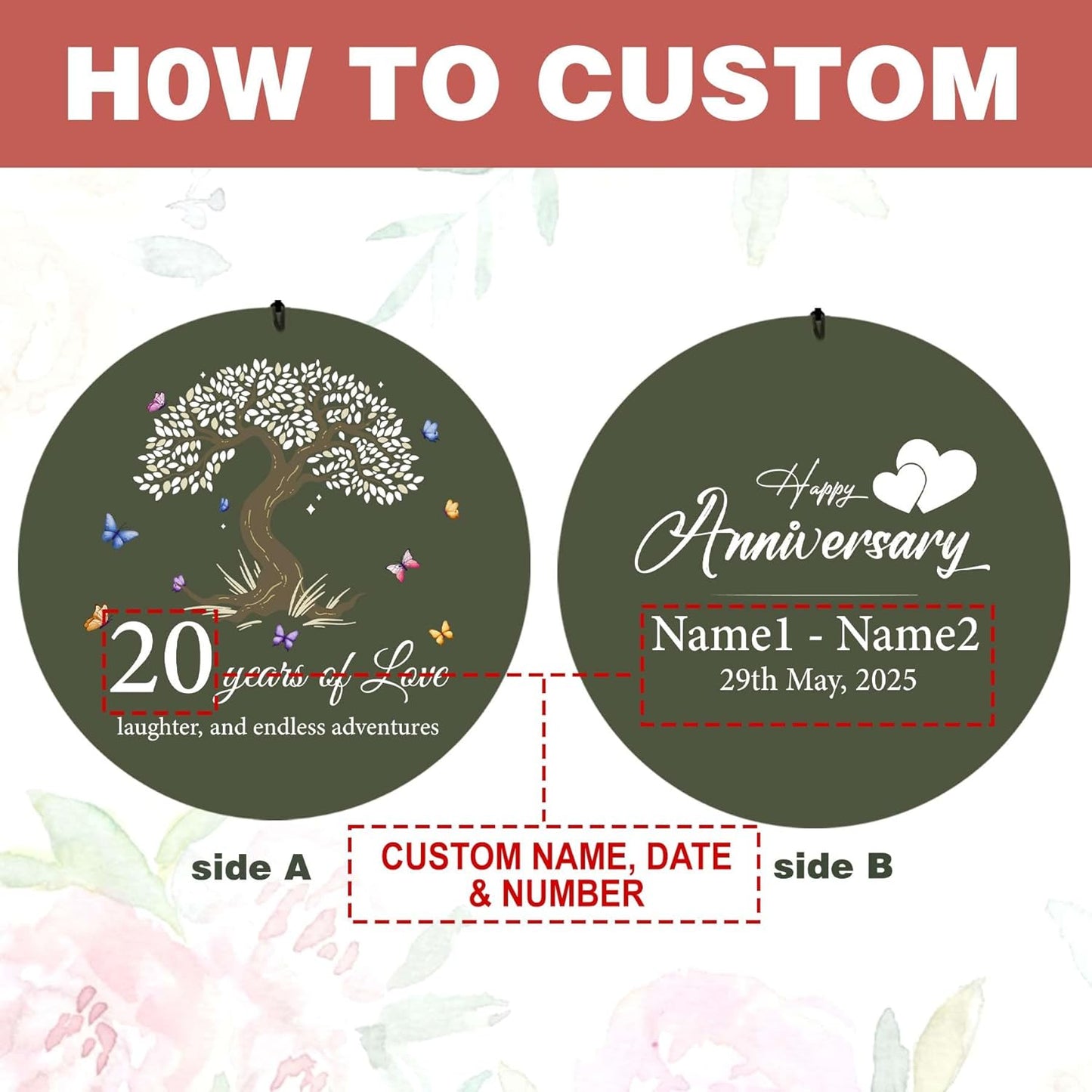 ASTARIN 20th Wind Chimes for Couple, Personalized Wind Chimes for Anniversary, Couple Gifts for