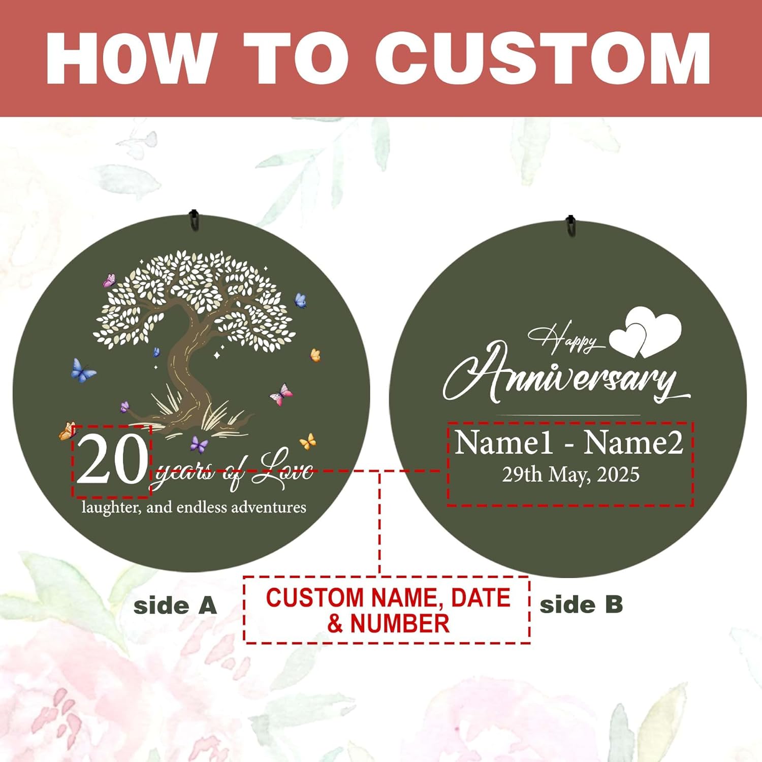 ASTARIN 20th Wind Chimes for Couple, Personalized Wind Chimes for Anniversary, Couple Gifts for
