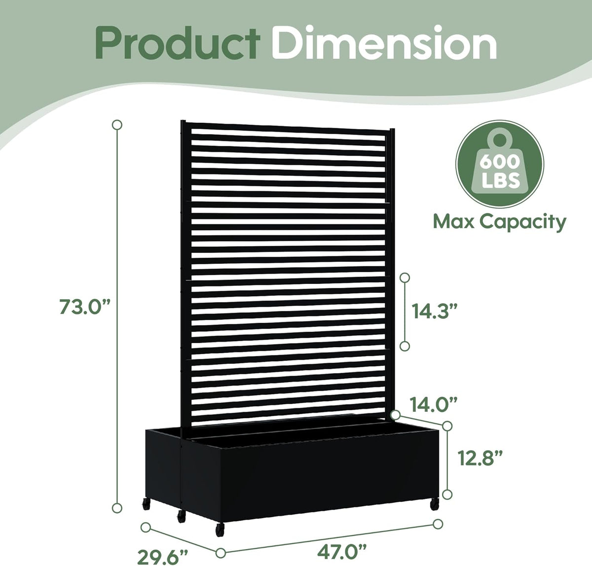 Double Metal Planter Box with Trellis Privacy Screen, Raised Garden Bed with Trellis & Wheels
