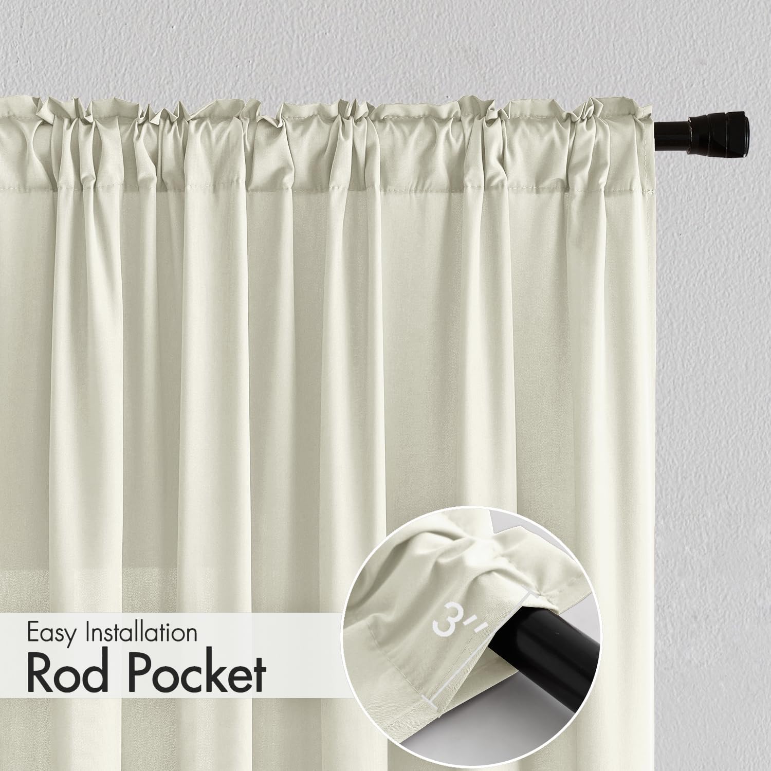 MIULEE Ivory Privacy Sheer Curtains That Let Light in 84 Inches Long Non-See-Through Semi Sheer