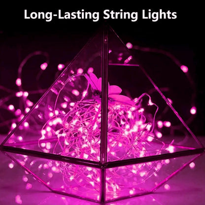 4-Pack 50 LED Pink Fairy Lights Battery Operated with Timer, 16FT Waterproof Starry String Lights