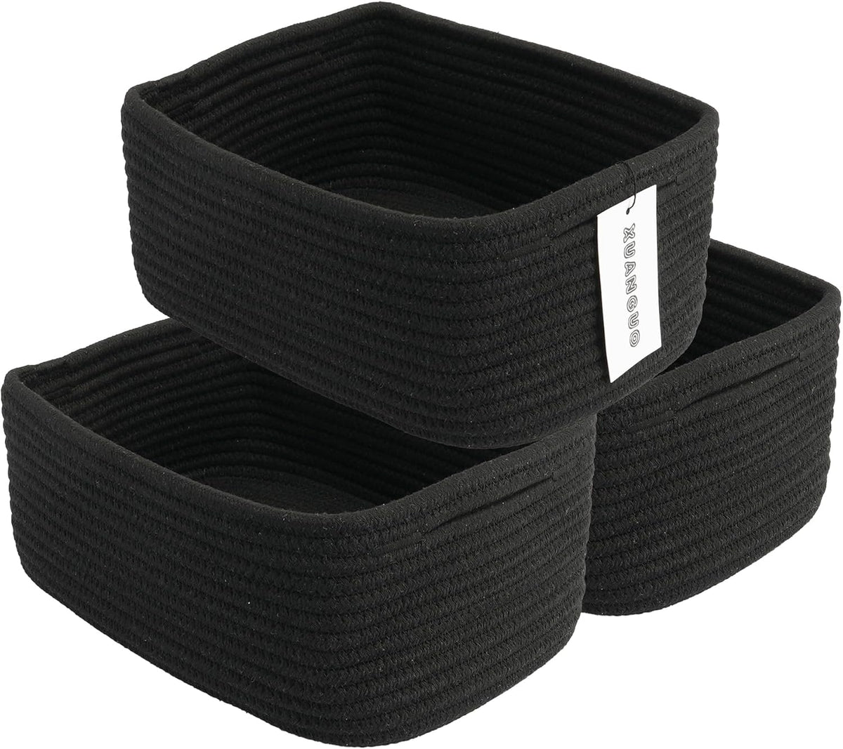 Small Woven Storage Baskets 12“X8”X5“ Decorative Rope Bins for Organizing Shelves, Closets, and