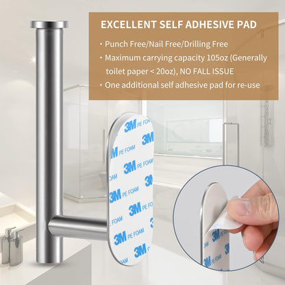 Toilet Paper Holder,Brushed Nickel,Wall Mount, Upgraded Adhesive Toilet Roll Holder,no