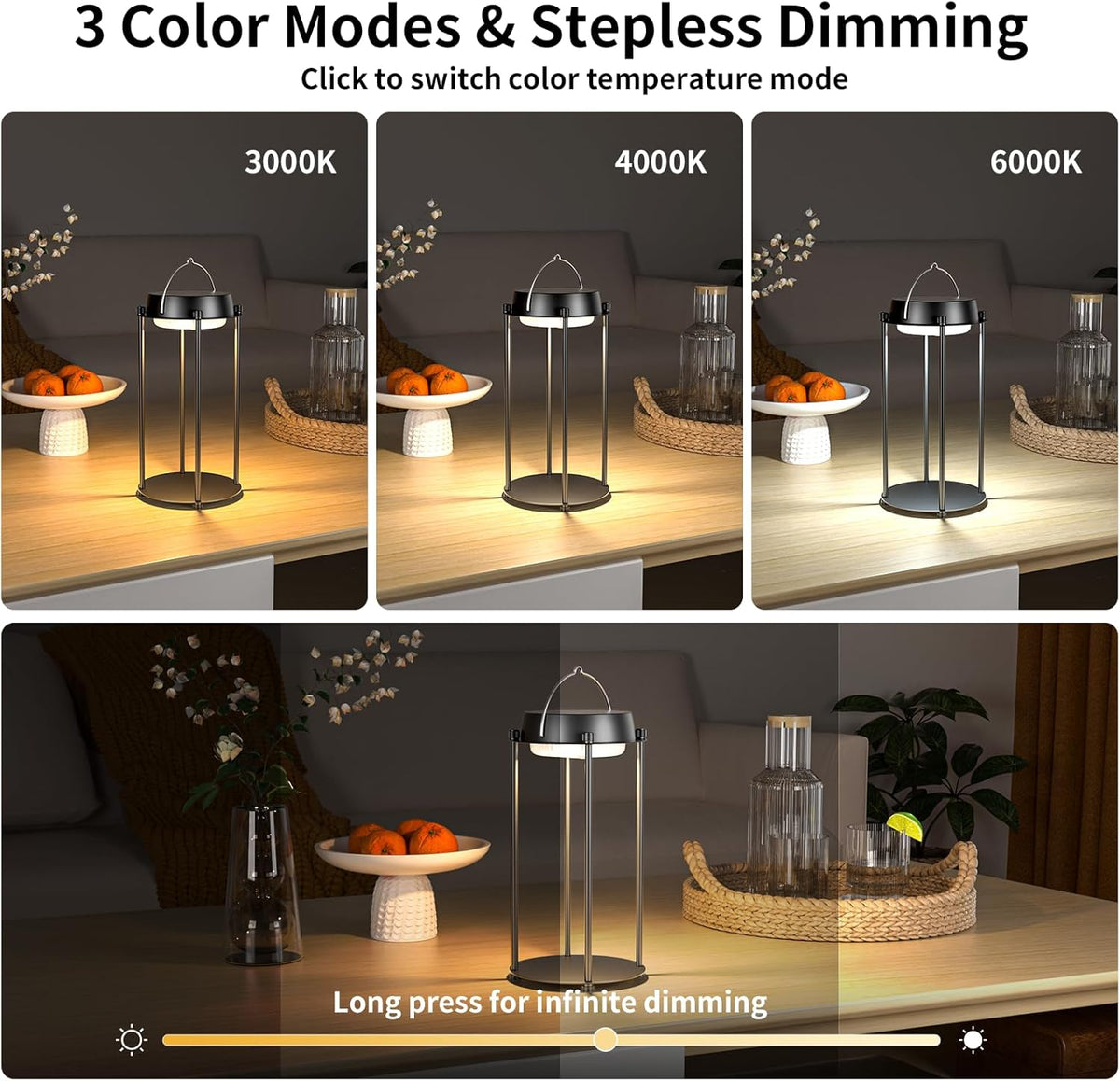Solar Lanterns Outdoor Waterproof, LED Hanging Solar Lights for Outside, 3 Color Modes Dimmable
