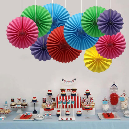Colorful Hanging Paper Fans Decoration Round Pattern Paper Garlands Set for Party Birthday Wedding
