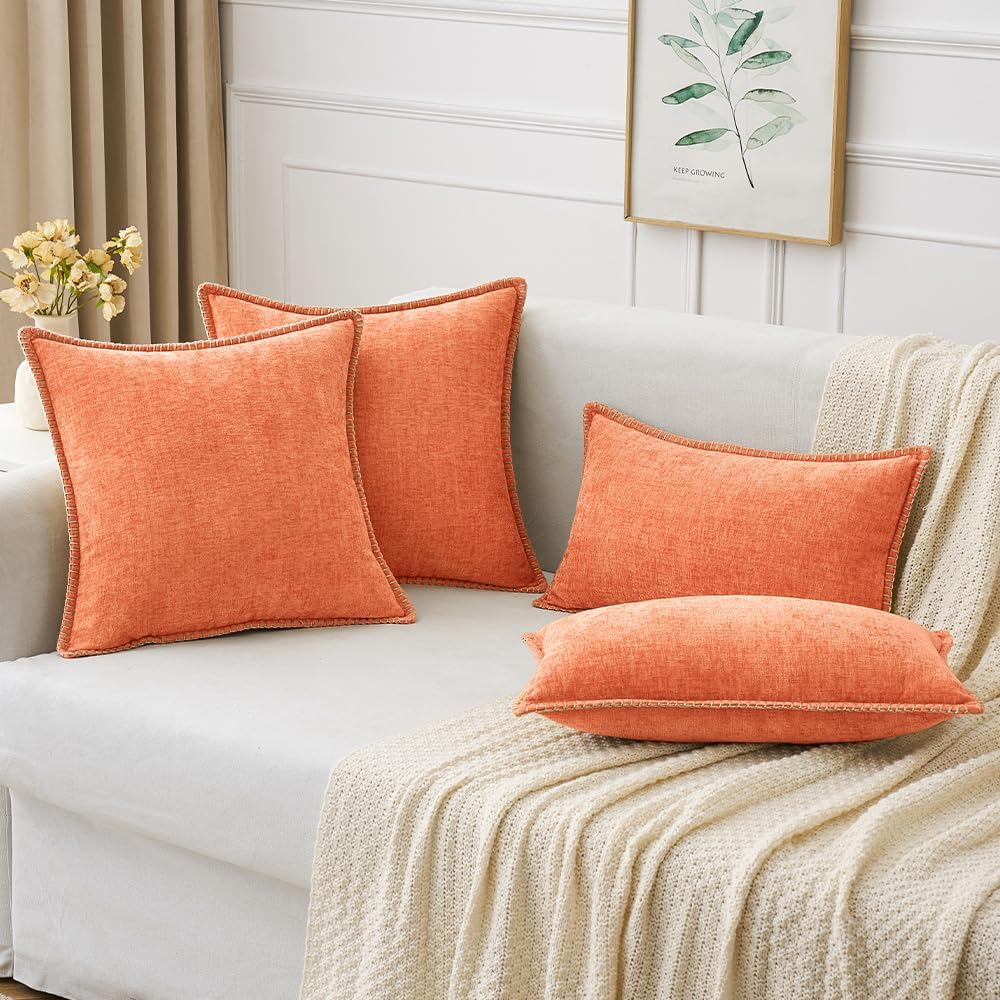 MIULEE Pack of 2 Couch Throw Pillow Covers 20x20 Inch Coral Red Farmhouse Decorative Pillow Covers