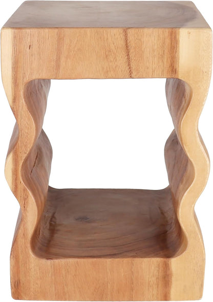 Rutledge & King Mid Century Modern Boho Chic Round Wooden End Table - 12.6" x 12.6" x 17.7" - Light