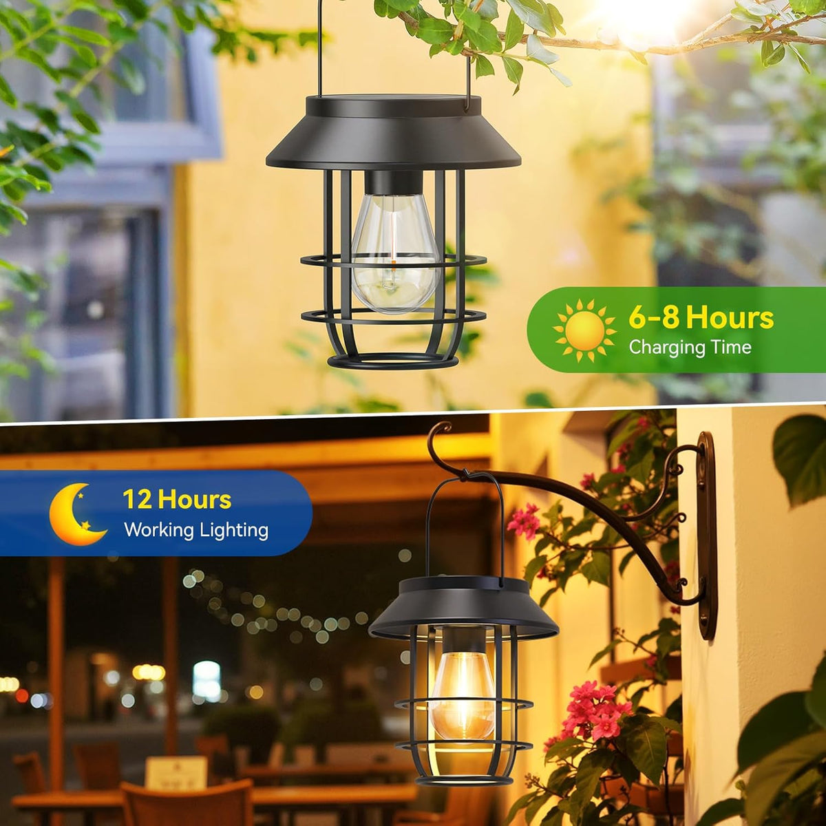 Solar Lanterns Outdoor Waterproof, High Brightness Hanging Solar Lights for Outside with Wall
