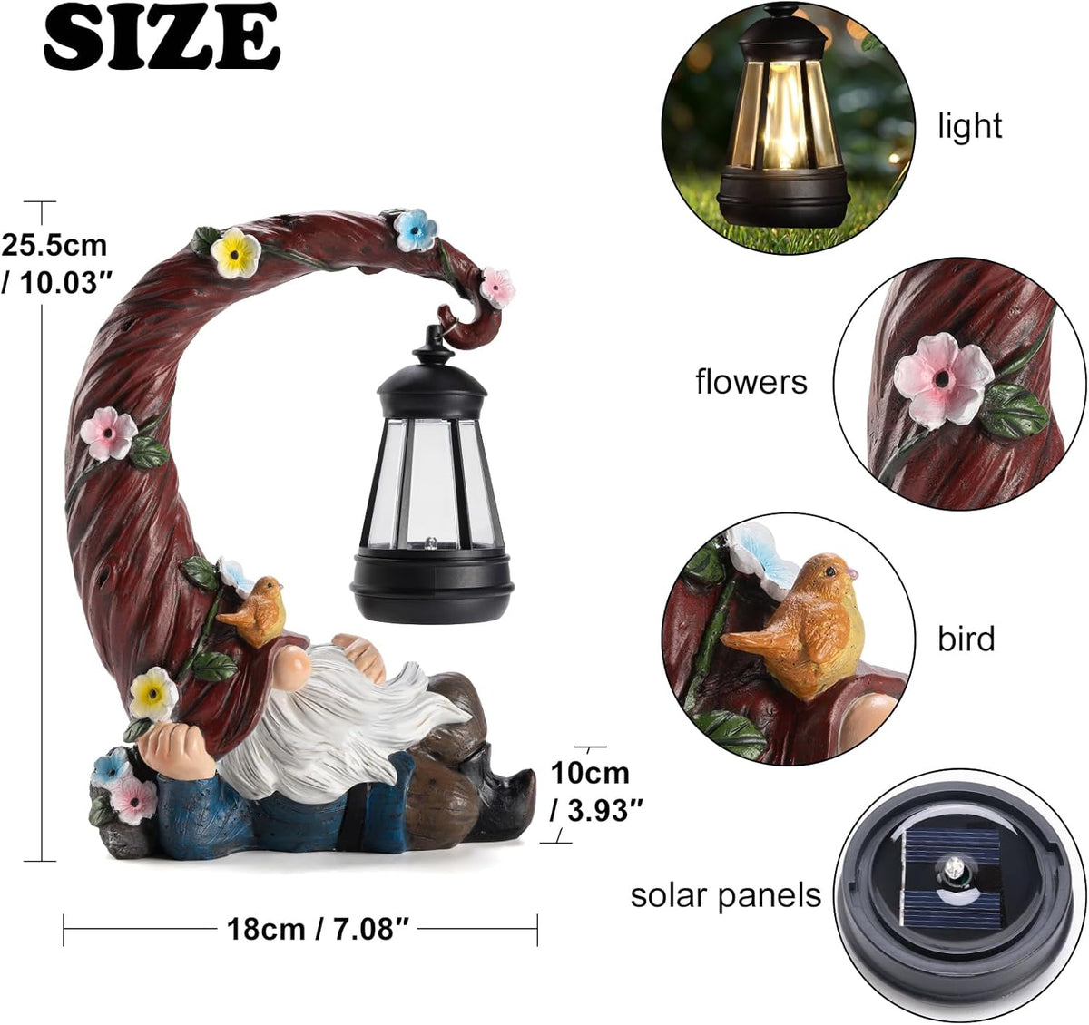 Garden Gnomes Outdoor Statues with Solar Light Funny Gnome Decor Gifts for Women Mom Gnomes