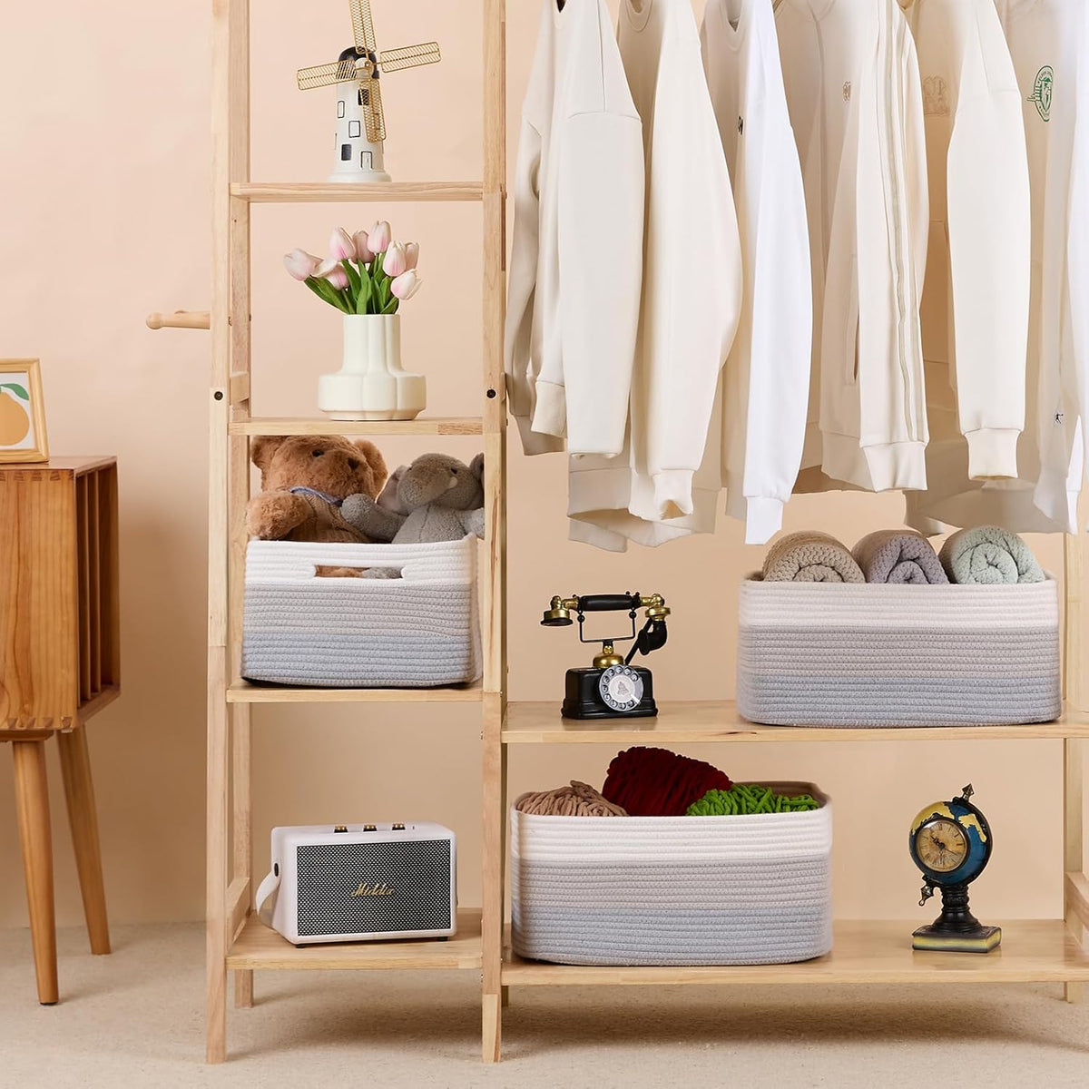 Large Storage Baskets for Organizing, Closet Shelf Baskets for Clothes Blanket Towels, Baby