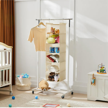 MAX Houser 6 Tier Shelf Hanging Closet Organizer, Cloth Hanging Shelf with 2 Sturdy Hooks for