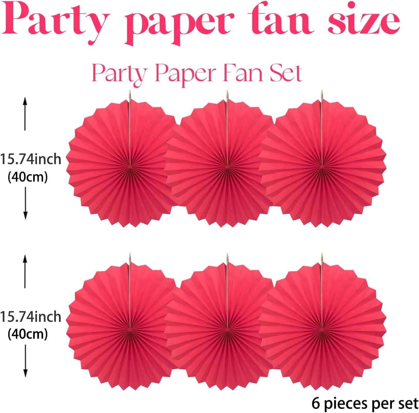 Red Birthday Decorations,DIY Red Paper Fans Hanging Decoration ,Party Supplies Party Fans 16in