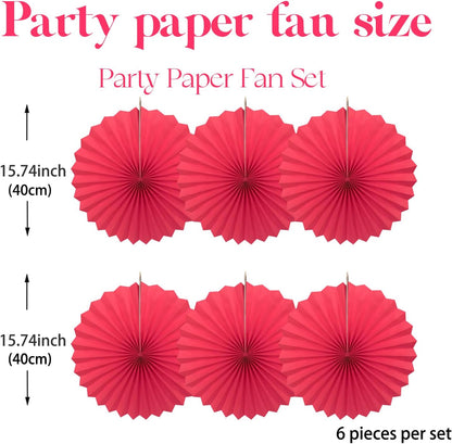Red Birthday Decorations,DIY Red Paper Fans Hanging Decoration ,Party Supplies Party Fans 16in