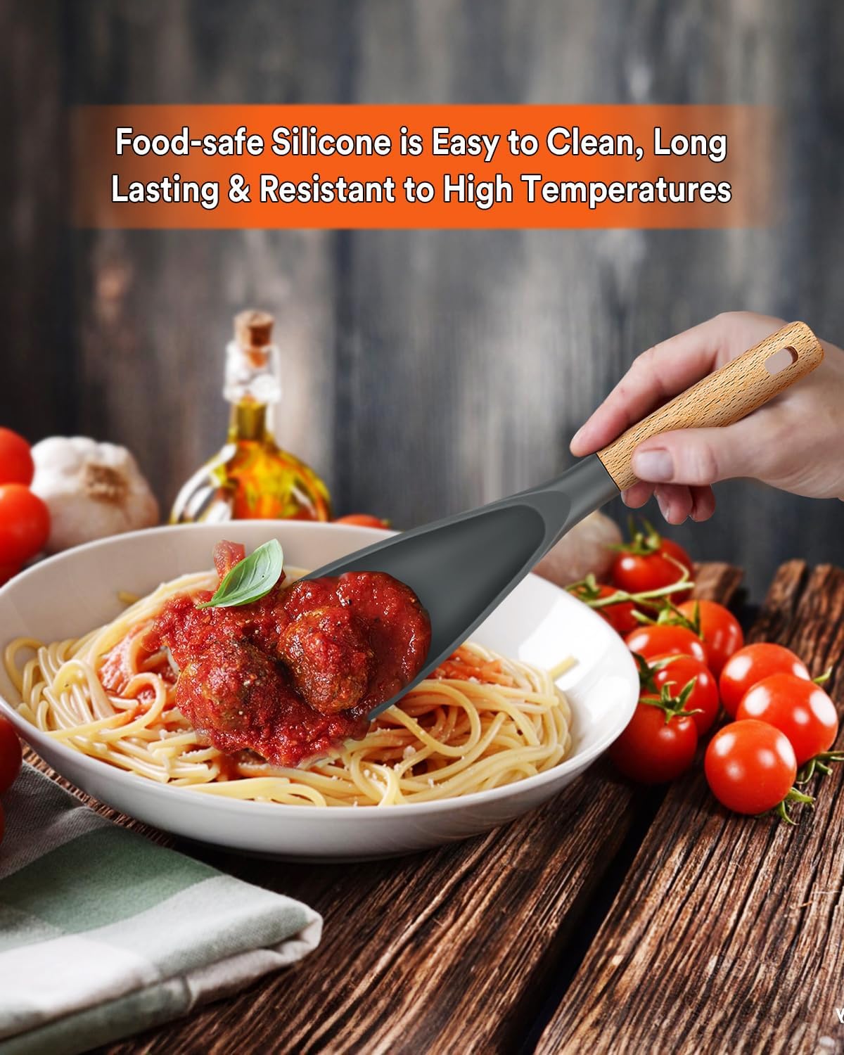 Cooking Spoon for Nonstick Cookwares, Great for Cooking and Serving Sturdy BPA-Free Matte Silicone