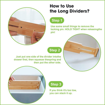 ANTOWIN Bamboo Drawer Dividers Organizers 16pcs, Expandable Drawer Separators Splitter, 17-22