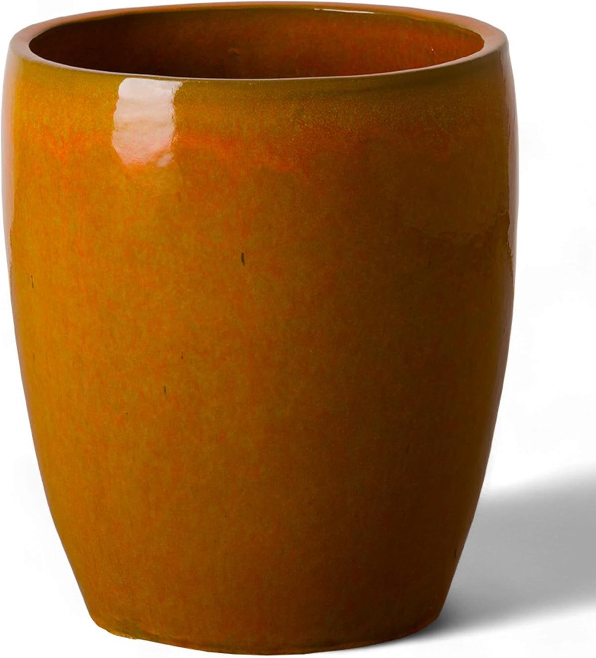 Emissary Bullet 18 in. Bright Orange Ceramic Round Planter (18 in. L x 18 in. W x 21 in. H) with